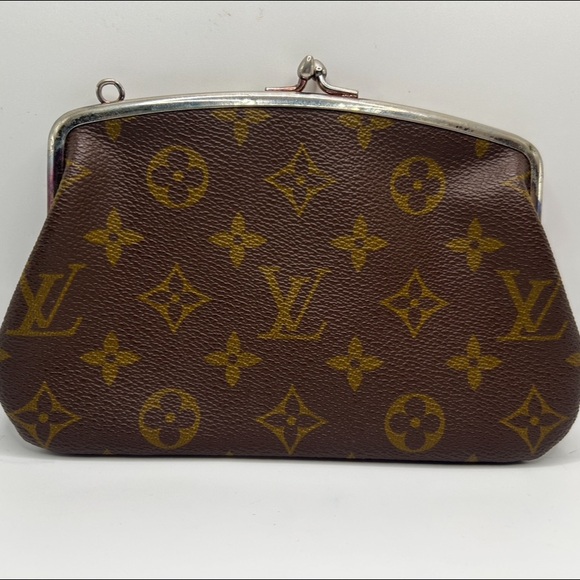 LOUIS VUITTON Vintage Kiss Lock Monogram Pouch Clutch Bag Kisslock RARE - Picture 7 of 15